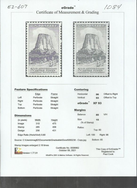 # 1084 MINT NEVER HINGED ( MNH ) DEVIL'S TOWER     XF+