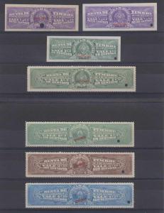 HONDURAS 1927 REVENUES TIMBRE, LICOUR+ 3 IMPERF & 12 PERF PROOFS SETS SPECIMEN 