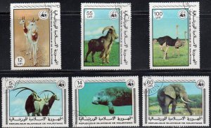 Mauritania 383-88  - Used - Wild Animals (WWF) (1978) (cv $9.20)