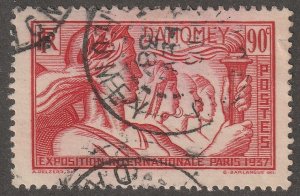 Dahomey,  stamp, Scott#105,  used, hinged,  90c, Paris, 1937