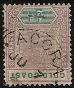 GOLD COAST 1898 Sc 26 Used 1/2d QV  VF, SOTN  ACCRA  postmark/cancel