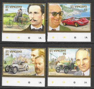 St. Vincent 1044-7 MNH Old Cars set cpl., vf. 2022 CV $ 6.25