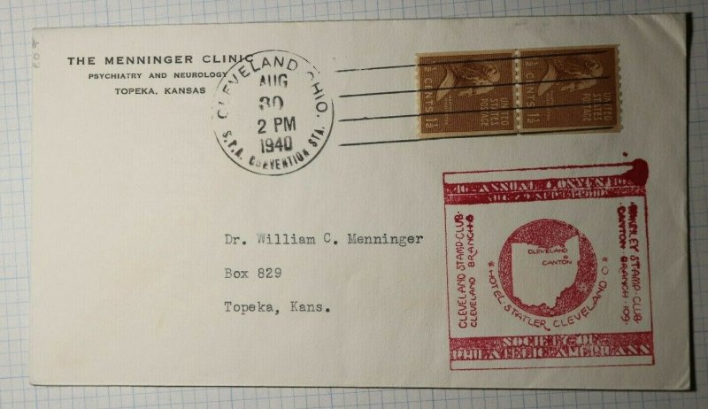 SPA Cleveland Ohio Philatelic Convention Cachet Cover 1940 