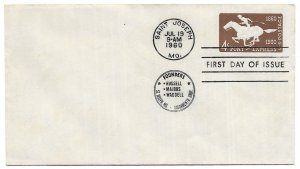 United States Scott U543 First Day Cover 4c Pony Express Rider GSE issue of 1960