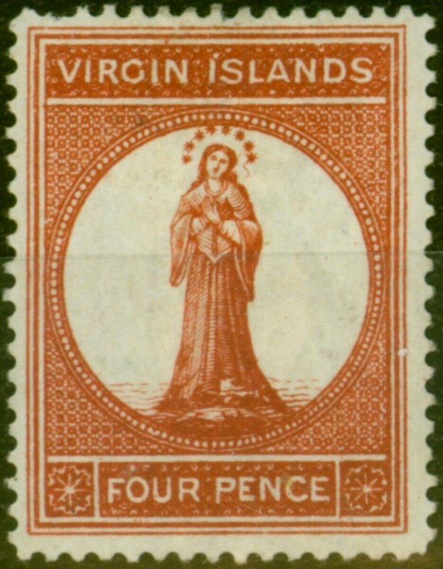 Virgin Islands 1887 4d Brown-Red SG37 Fine MM-Variant 6