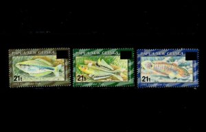 Papua New Guinea 1995 - Fish - Set of 3 REVAL Stamps - Scott #876-878 - MNH