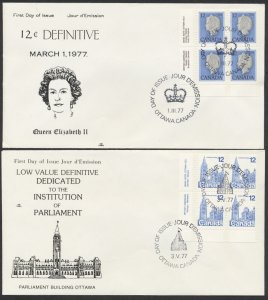 1977 #713-714 12c Definitives FDCs, Plate Blocks, NR Covers Cachet, Ottawa