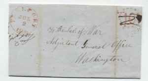 1849 Freeport IL red CD stampless cover 10 rate in dotted circle [5806.426]