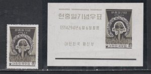 South Korea # 326, 326a, A Soldiers Grave, Mint LH, 1/3 Cat.