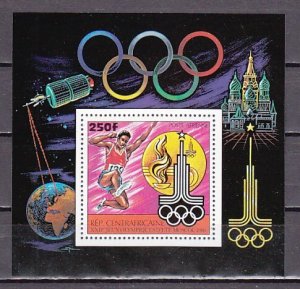 Central Africa, Scott cat. C233. Moscow Olympics s/sheet.