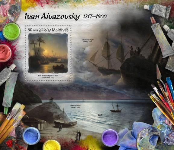 MALDIVES 2017 SHEET IVAN AIVAZOVSKY ART PAINTINGS ARTE PINTURAS mld17309b