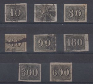 BRAZIL 1850 Sc 21-28 RHM 11-18 FULL SET USED VF SCV$423.50 RHM$900.00  