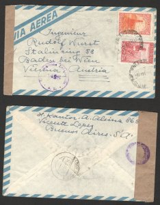 ARGENTINA TO AUSTRIA - CENSORSHIP AIRMAIL COVER - 1949.