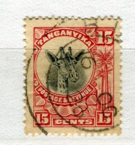 TANGANYIKA; 1922-24 GV Giraffe pictorial issue fine used Shade of 15c. value