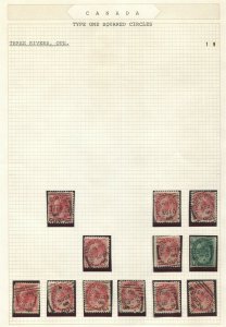 CANADA SQUARED CIRCLE CANCEL STUDY LOT TYPE I THREE RIVERS, QUE