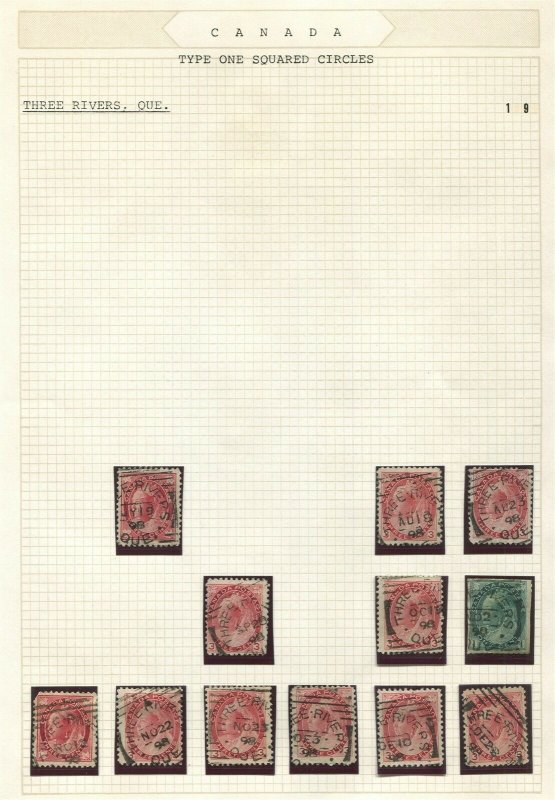 CANADA SQUARED CIRCLE CANCEL STUDY LOT TYPE I THREE RIVERS, QUE