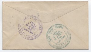 1927 #628 5ct ericsson pair on TX first flight cover [A39.21]