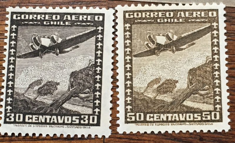1934-1944 Chile Set of 7 Littleton Stamp Co 9-C