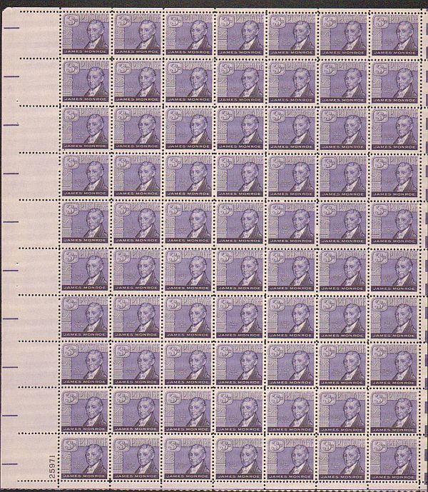 US #1105 Mint Sheet James Monroe president