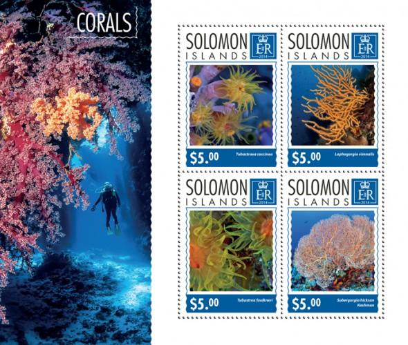 SOLOMON ISLANDS 2014 SHEET CORALS MARINE LIFE slm14704a