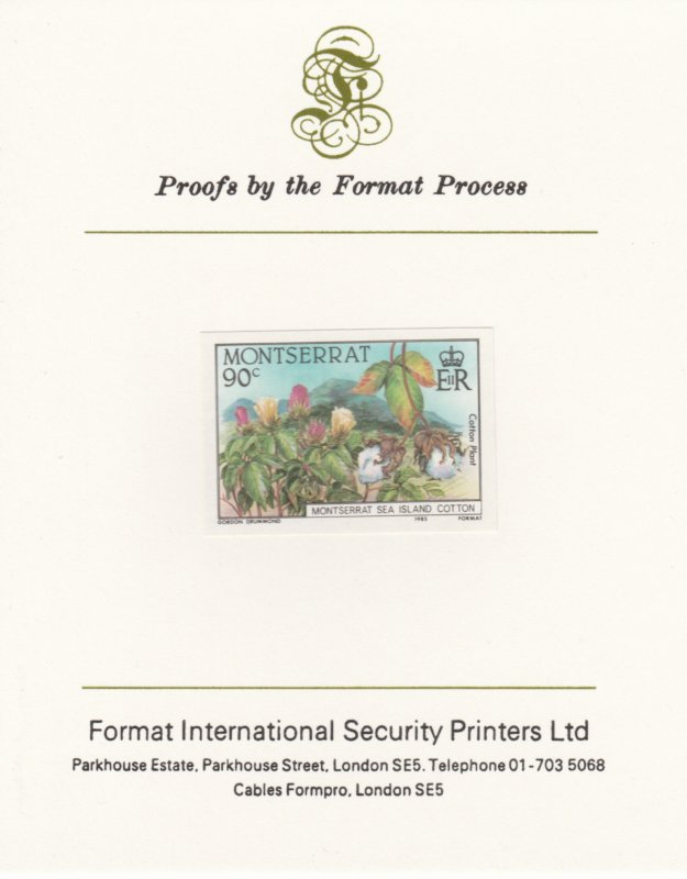 MONTSERRAT 1985 SEA ISLAND COTTON  imperf on FORMAT INTERNATIONAL PROOF CARD