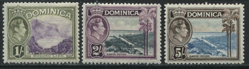 Dominica KGVI 1/, 2/, and 5/  mint o.g. hinged