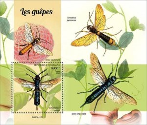 Togo - 2023 Wasps, Horntail Wasp - Stamp Souvenir Sheet - TG230117b