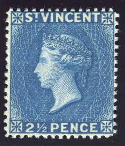 St Vincent 1897 QV 2½d blue mint lightly hinged. SG 61. Sc 45.