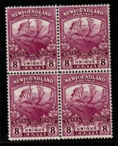 NEWFOUNDLAND SG136 1919 8c BRIGHT MAGENTA BLOCK OF 4(2xUM) MTD MINT