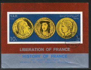 Yemen Arab Republic History of France Libration Gold Coins M/s Cancelled # 13470