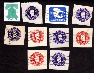 USA, Cut Squares, Lot of 10 used cut squares.  Lot 230811 -34