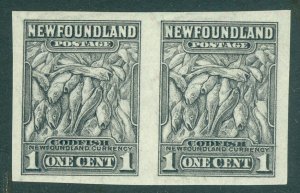 SG 222a Newfoundland 1932-38. 1c grey imperf pair. Very lightly mounted mint...