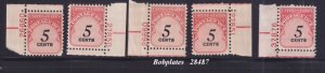 BOBPLATES US #J93 Postage Due Plate Number Single F-VF MNH PICK ONE