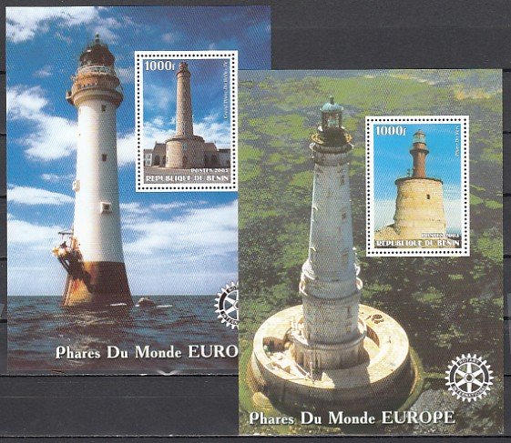 Benin, 2003 Cinderella issue. European Lighthouses on 2 s/sheets. ^