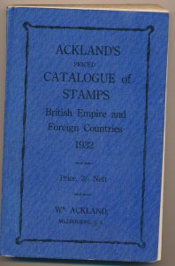 1932 Acklands Priced Catalogue of British Empire & Foreign Country Stamps.