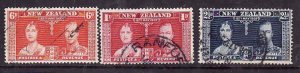 New Zealand-Sc#223-5- id6-used KGVI Coronation set-Omnibus-1937-