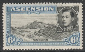 Ascension Scott 45 - SG43, 1938 George VI 6d Perf 13.1/2 MH*