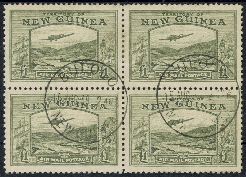 NEW GUINEA 1939 BULOLO AIRMAIL 1 POUND BLOCK USED 