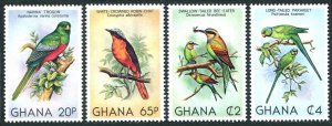 Ghana 746-749,750 ad,MNH. Mi 872-875, Bl.88. Birds 1981. Narina Trogon, Parakeet