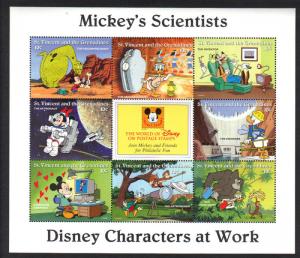 St. Vincent Grenadines-Disney Mickey's Scientist VF NH 8 sta