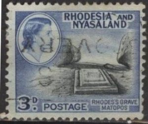 Rhodesia & Nyasaland 162 (used) 3p Rhodes’ grave, blue & black (1963)