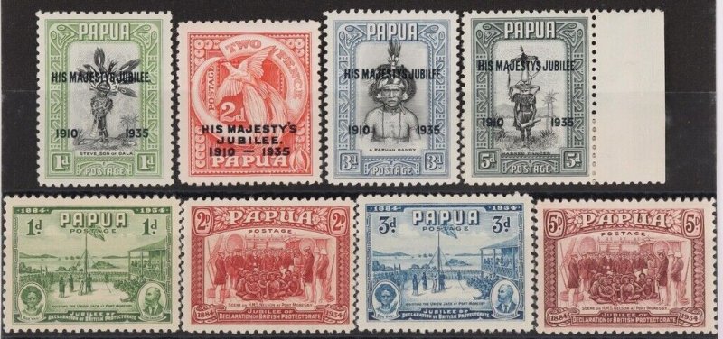 PAPUA 1934 Proclamation set 1d-5d & 1935 Jubilee set ½d-5d. MNH **.