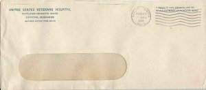 U.S. VETERANS HOSPITAL, Rutland Heights, Mass. 1933 Official Cover Ref 47046