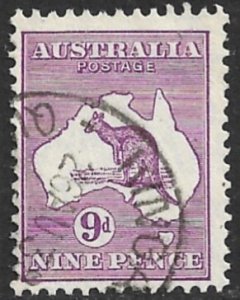 AUSTRALIA 1931-36 9d Violet KANGAROO AND MAP wmk 228 Sc 122 VFU