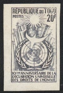 TOGO 1958 Sc 347  UN Declaration of Human Rights, Mint LH Imperf Proof VF, Map