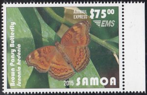 Samoa 2015 MNH Sc #C14 $75 Brown Pansy Butterfly Airmail Express