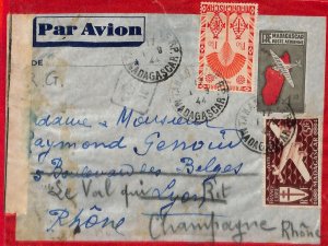 aa4650 - MADAGASCAR - POSTAL HISTORY - Censored COVER to FRANCE 1944 Forwarded-