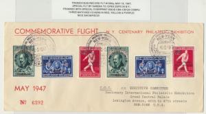 BELGIUM 1947 TRANSOCEAN RECORD FLIGHT #1390a COVERS(SET OF 3)SABENA TO CIPEX NY