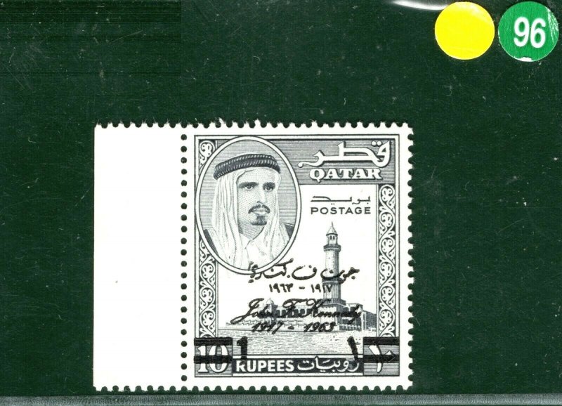 Gulf States QATAR Stamp 10/1R SURCHARGE *KENNEDY 1963* Mint UMM MNH YGREEN96 