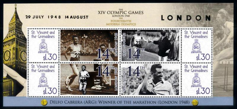 [93083] St. Vincent & Gren. 2009 Olympic Games London Marathon Sheet MNH